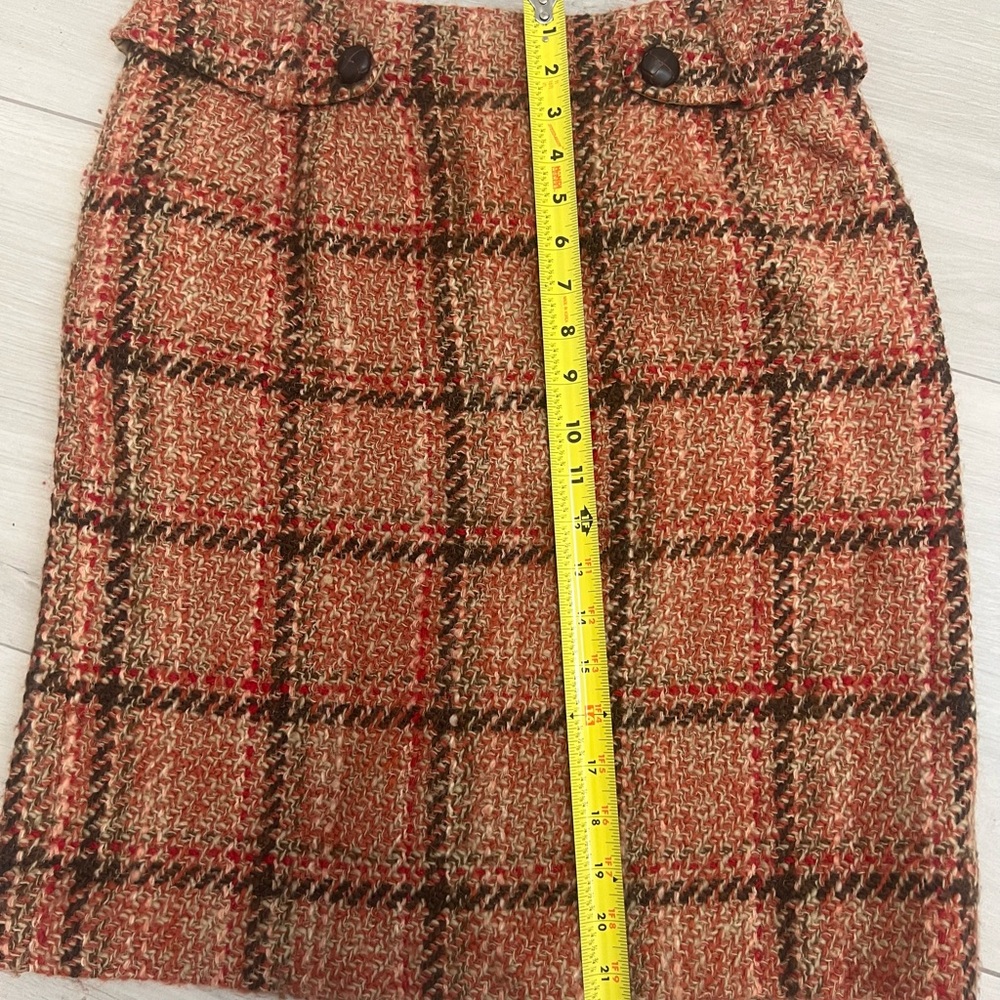 Talbots Plaid Wool Pencil Skirt Red Brown Preppy Classic Sz 10 - Picture 7 of 8